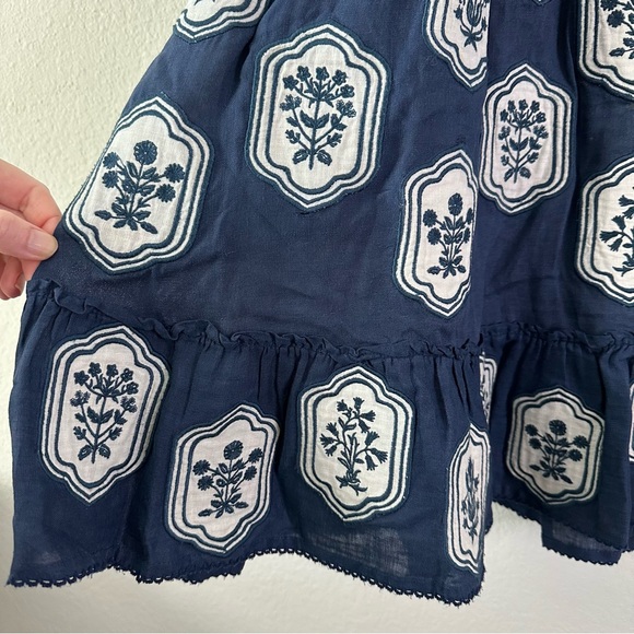 Agua Bendita Herbarium navy flared mini dress SZ S - Picture 3 of 9